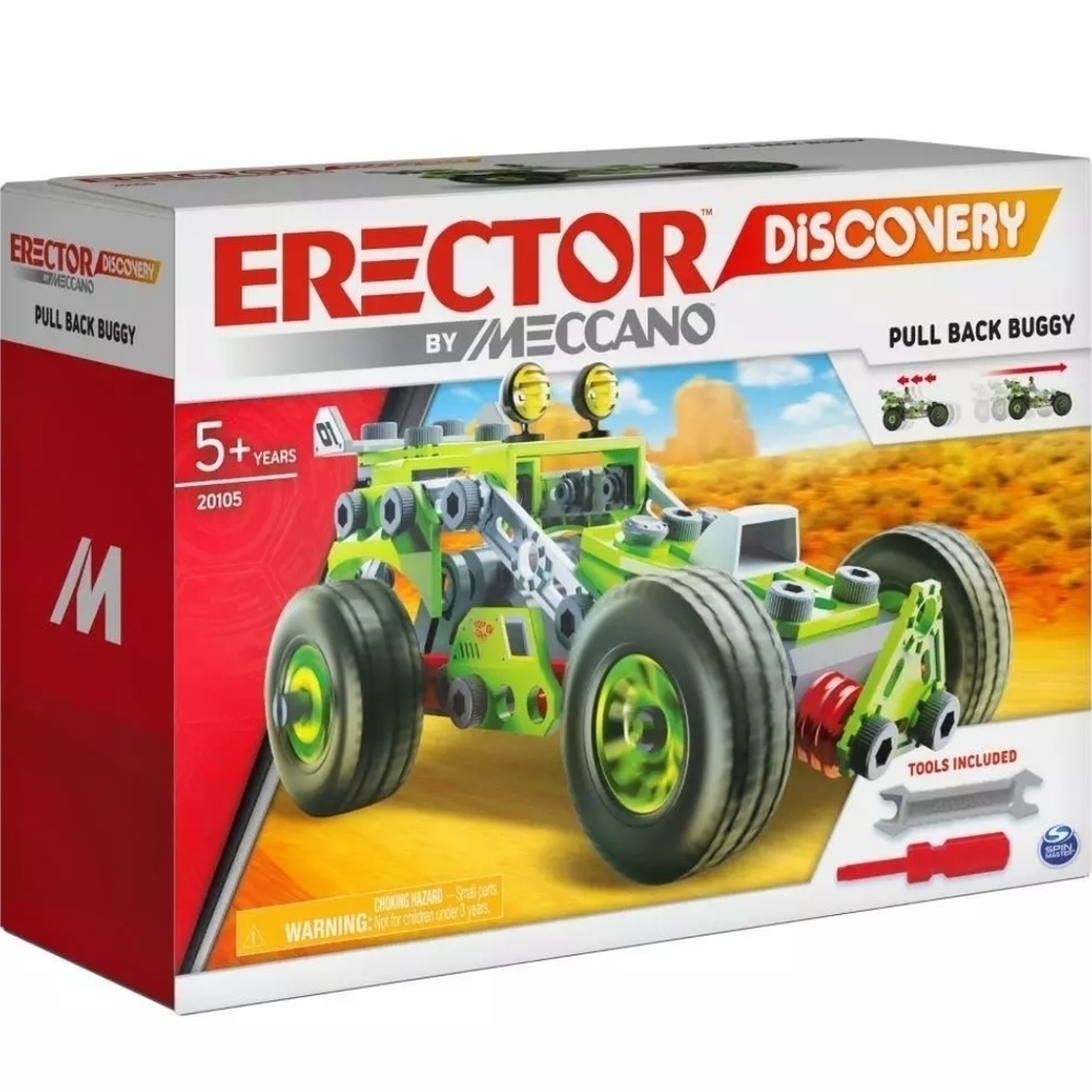 Mecca Erector Discovery Pull Back Buggy - Green